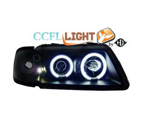 Paire De Phares ANGEL EYES CCFL Cristal Noir Pour Audi A3 1996 2000