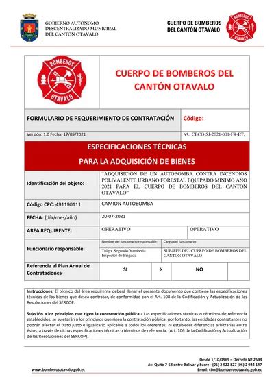 CUERPO DE BOMBEROS DEL CANTÓN OTAVALO