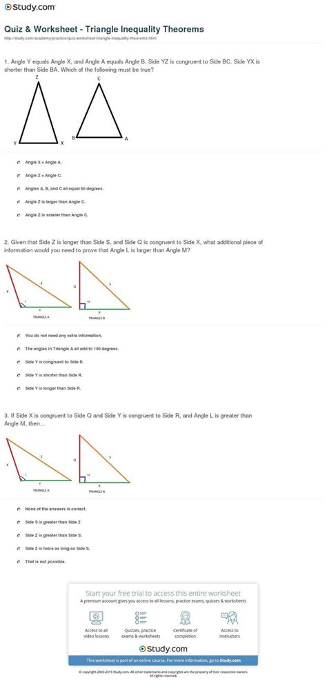 Triangle Inequality Theorem Worksheet Triangle Classification Worksheet