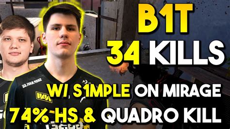 B1t 34Kills W S1mple On Mirage 74 HS QUADRO KILL FACEIT RANKED