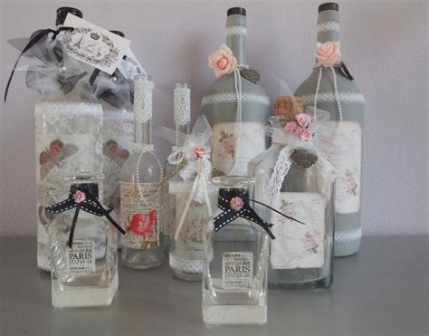 Glazen Flessen Pimpen Met Lint En Kant Bottle Art Diy Presents