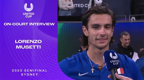 Lorenzo Musetti On Court Interview United Cup 2023 Semifinal YouTube