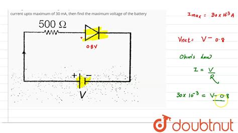 In The Given Circuit The Voltage Drop Across The Diode Is V If The