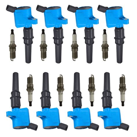 Set Of 8 Isa Blue Color Ignition Coil And 8 Motorcraft Spark Plug Compatible With 2007 2013 Ford