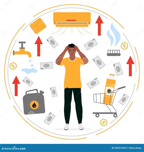 People Stress Rising Prices High Oil Gas Crisis Stock Vector