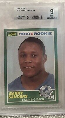 1989 Score Barry Sanders 257 BGS 9 MINT Rookie RC Card HOF Detroit