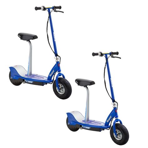 Razor E300s Adult 24v High Torque Electric Powered Scooter With Seat Blue 2 Pack At