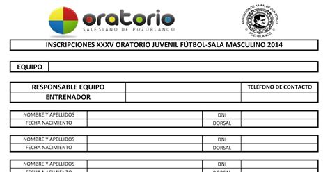 Inscripciones y autorizaciones de los jugadores de fútbol sala del