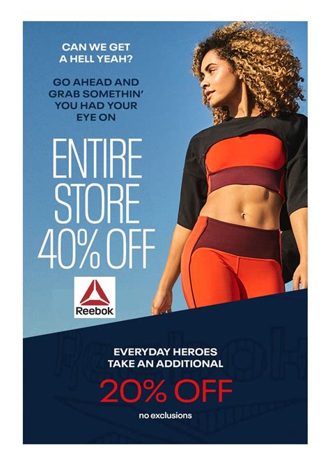 Reebok Outlet Entire Store Up To 40 Off Exclusions May Apply Sale Is