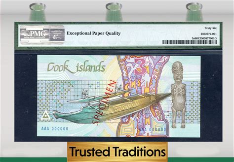 Welt Banknoten Dollars Tt Pk S Cook Islands Specimen Pmg Epq