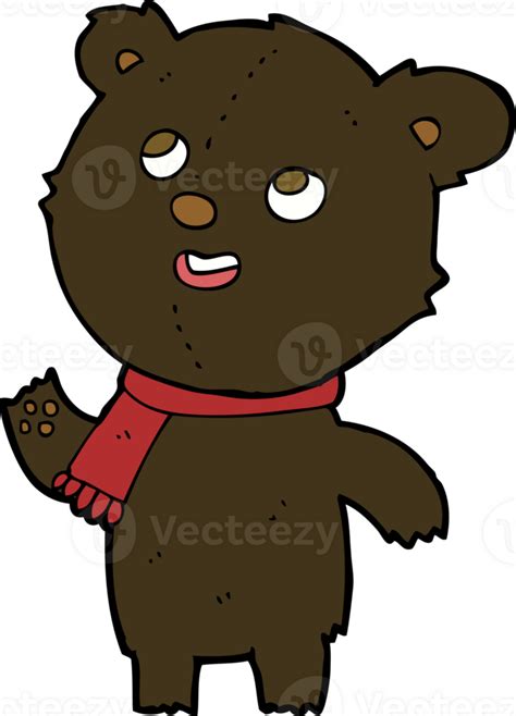 Cartoon Black Bear Wearing Scarf 45274541 Png