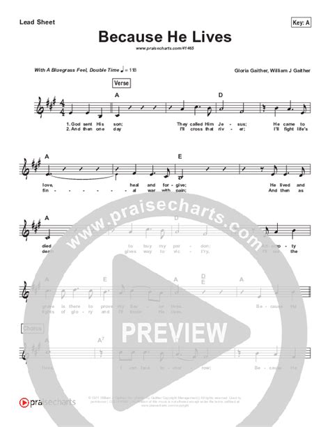 Because He Lives Simplified Sheet Music Pdf Bill Gaither Praisecharts