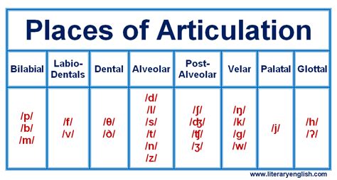 Place of Articulation | Articulatory Gestures - Literary English