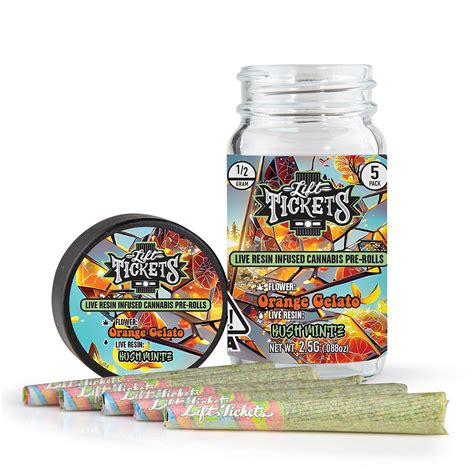 Lift Tickets Orange Gelato X Kush Mintz 05g Infused Pre Roll Multipack 5 Hybrid Leafly