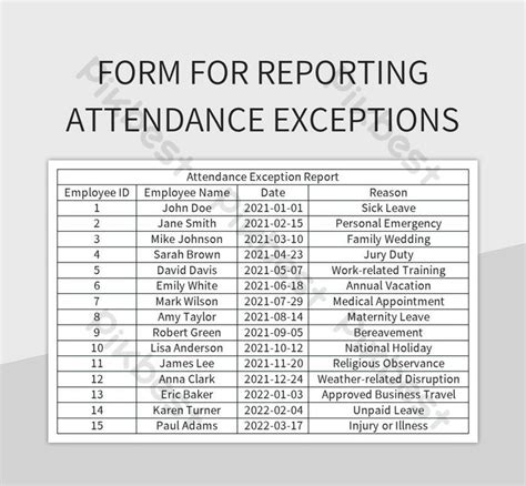 Reporting Attendance Exceptions Form Streamlining The Process Excel