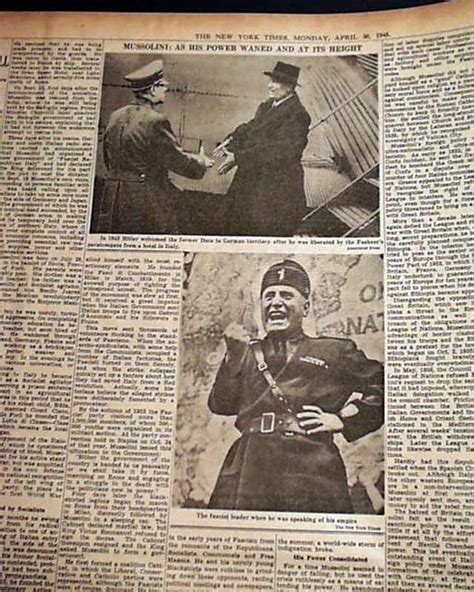 1945 Benito Mussolini Assassination Death Duce Of Fascism Wwii Italy Newspaper Ebay