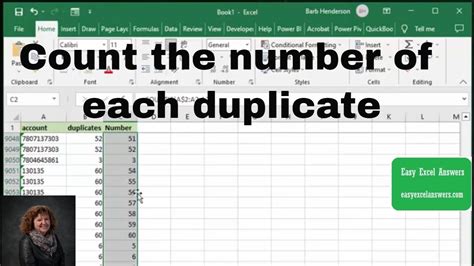 Count The Number Of Each Duplicate In Excel Youtube