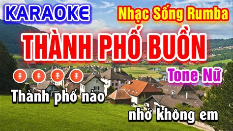 Thành Phố Buồn Karaoke Rumba Tone Nữ Beat Hay Dễ Hát PVQ Karaoke