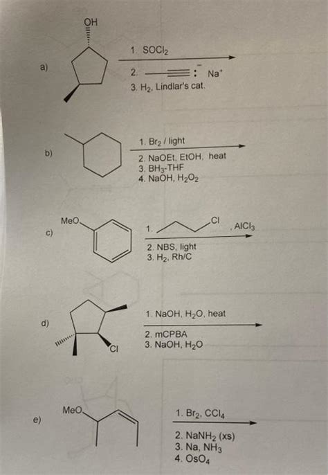 Solved OH 1 SOCI A 2 Na 3 H2 Lindlar S Cat B 1 Bra Chegg