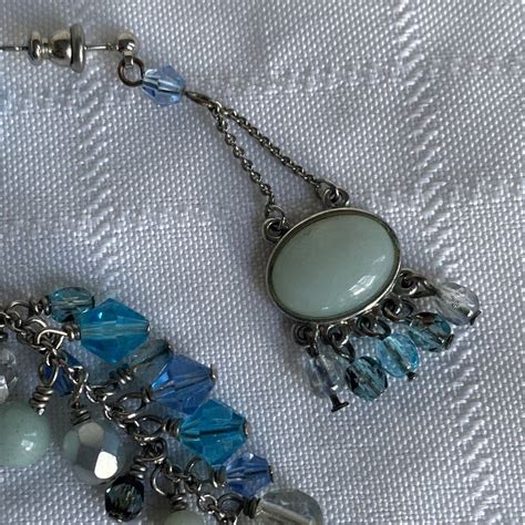 Lia Sophia Azure Necklace Lariat Earrings Silver Gem