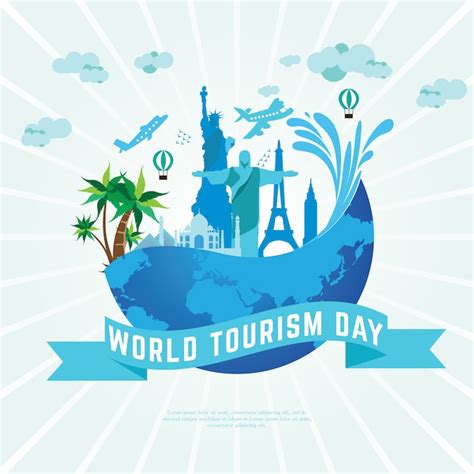 Design De Vetor Do Dia Mundial Do Turismo Vetor Premium