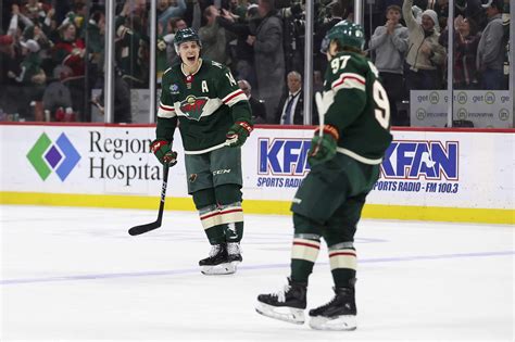 Eriksson Ek Kaprizov Score Hat Tricks Wild Get Record Filled 10 7