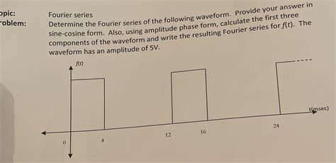 Solved Fourier Series Opic Roblem Fourier Series Determine The