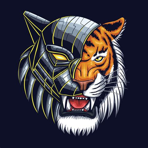 Cyborg Tiger Head Vector Illustration Stock Vector Colourbox