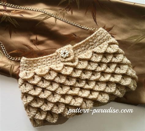 Crochet Pattern For Clutch Purse Evening Bag Crocodile