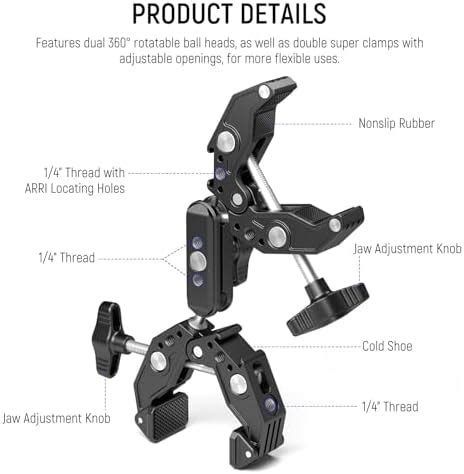 Neewer Support De Cam Ra Double Super Pince Avec Bras Magique Double