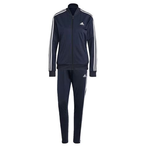 Adidas Trainingsanzug Essentials 3 Stripes Legend Ink Weiß Damen