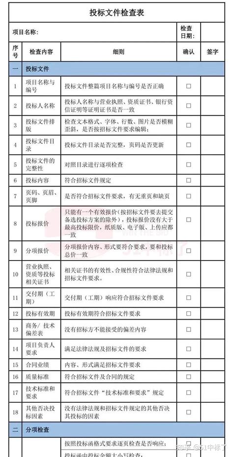 投标专员教你如何检查标书（附赠检查表） 知乎