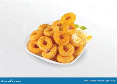 Puffed Corn Rings Cereal Ring Pile Of Crispy Corn Puff Chips Snack Food