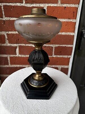 Antique Dated Figural Bradley Hubbard Kerosene Oil Lamp Oil