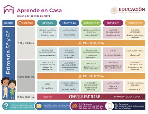 Programación aprende en casa de inicial preescolar primaria