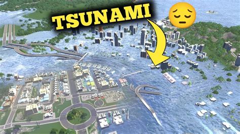 A Big Tsunami Destroy My City Cities Skylines Youtube