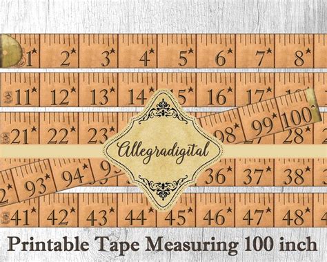 Vintage Tape Measure Measuring 100 Inch Old Printable Paper Craft Art