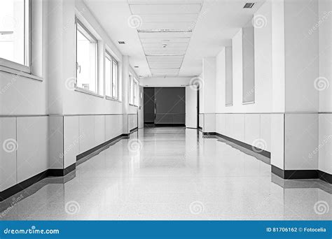 Hall In The Hospital, White Walls And Brown Doors Royalty-Free Stock ...