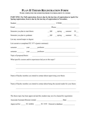 Fillable Online Utexas New Thesis Registration Form Utexas Fax Email