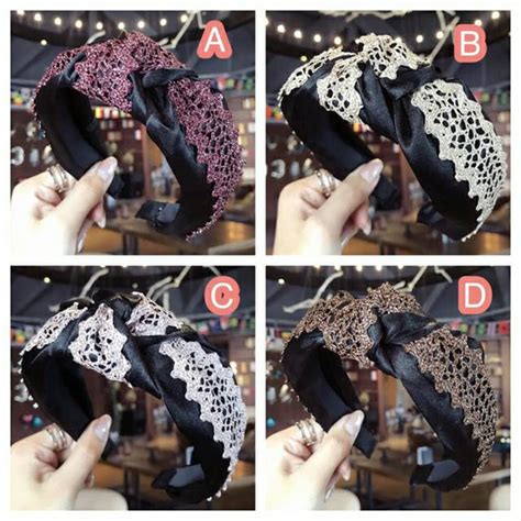 Jual Bando Premium Renda Lace Pesta Simpul Silang Kain Turban Korea