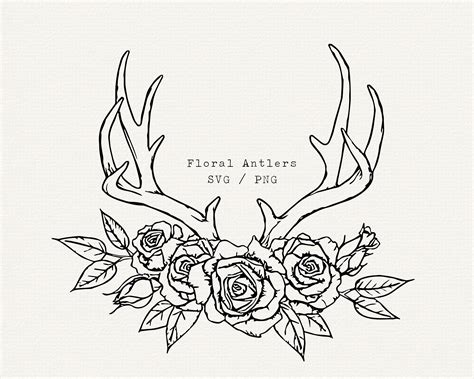 Floral Antler Svg Deer Antlers Cut File For Cricut Etsy Canada