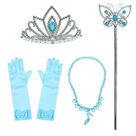 Princess Cinderella Little Girls Dress Up With Tiara Crown Necklace