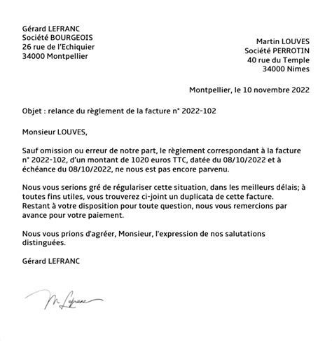 Exemple De Lettre De Relance Pour Une Facture Impayée La Gazette De L