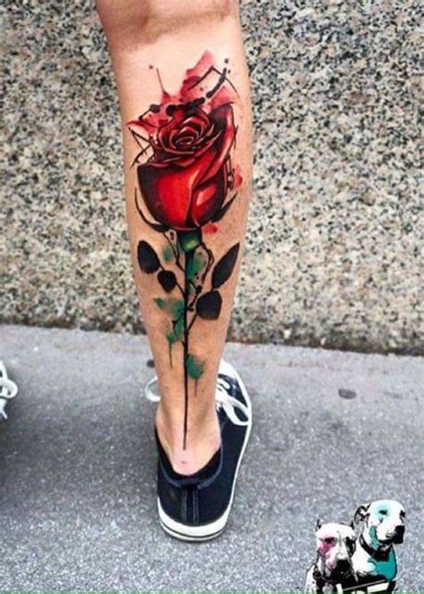 50+ Amazing Calf Tattoos | Cuded | Watercolor rose tattoos, Beautiful ...