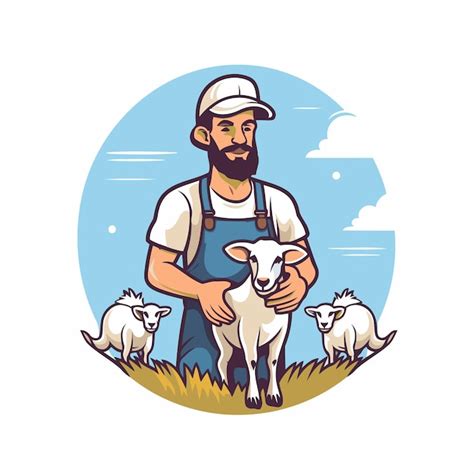 Premium Vector Farmer With Goats Vector Illustration In Cartoon Style