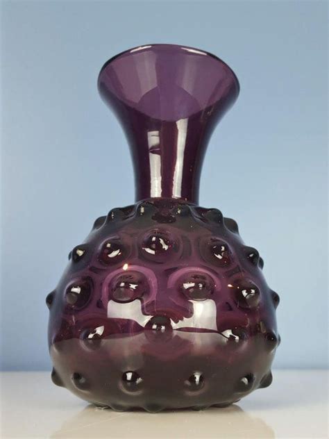 Vintage Amethyst Hobnail Bud Vase Empoli Amethyst Hobnail Art Glass