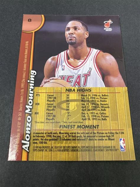 1999 Topps Finest Jumbo Basketball Box Topper Card Alonzo Mourning Card