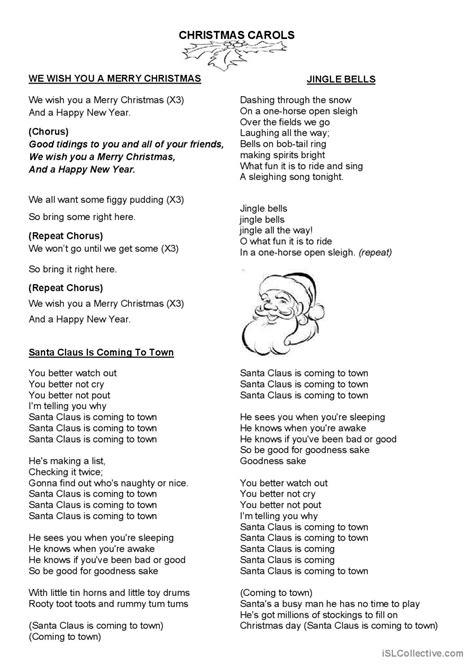 Christmas Carols Song And Nursery Rh English ESL Worksheets Pdf Doc