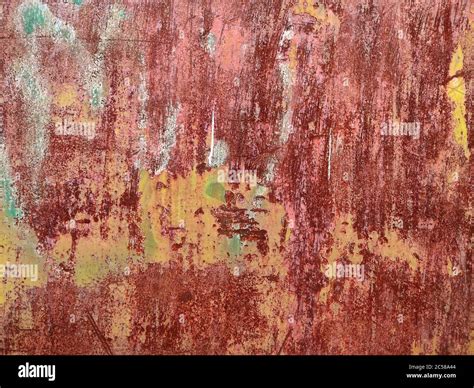 Rusted Colorful Painted Metal Wall Rusty Metal Background With Streaks