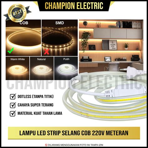 Jual Lampu Strip LED COB 220V Selang Outdoor Waterproof Dotless Meteran